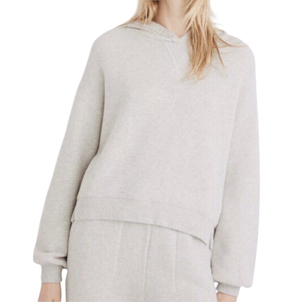 1X Plus Madewell Women's MWL Airyterry Hoodie Sweatshirt Cream Neutral Pullover